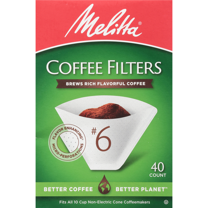 #6 Melitta Cone Filter Paper White - 40 Count